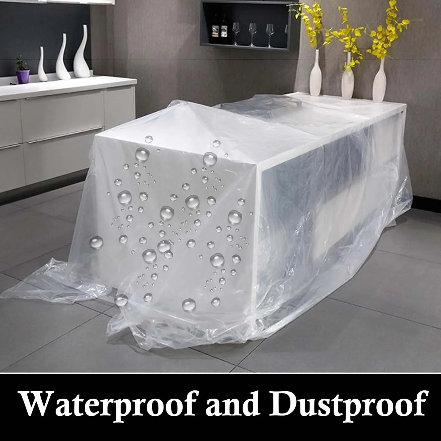 SRHIMEOS 3x36FT Transparent Tarps with Rustproof Grommets, Clear Plastic Tarp Waterproof, 5 Mil Thick Heavy Duty Poly Tarpaulin, UV Blocking Protective Cover, for Balcony Porch