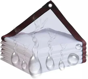 SRHIMEOS 3x36FT Transparent Tarps with Rustproof Grommets, Clear Plastic Tarp Waterproof, 5 Mil Thick Heavy Duty Poly Tarpaulin, UV Blocking Protective Cover, for Balcony Porch