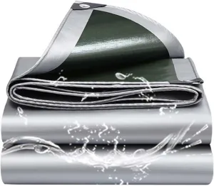 SRHIMEOS 8ft x 23ft Tarps Waterproof & Heavy Duty, Large Plastic Tarp with Grommets, Thick 12 Mil Tarpaulin Ground Sheet, Multipurpose PE Tarpaulin Cover for Canopy Tent, Roof, Boats