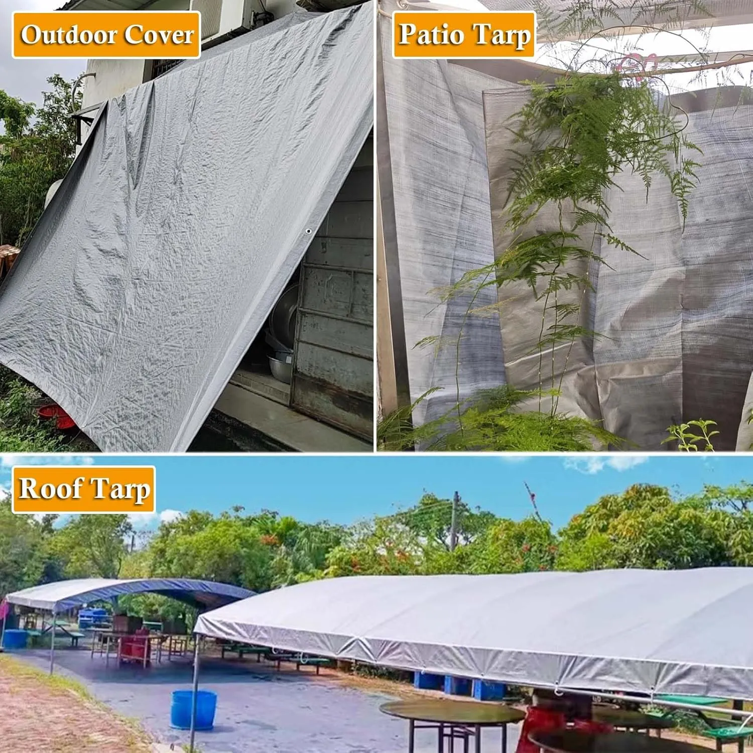 SRHIMEOS 8ft x 23ft Tarps Waterproof & Heavy Duty, Large Plastic Tarp with Grommets, Thick 12 Mil Tarpaulin Ground Sheet, Multipurpose PE Tarpaulin Cover for Canopy Tent, Roof, Boats