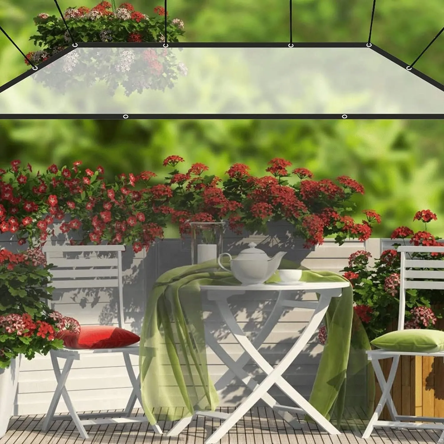SRHIMEOS Clear Tarps Heavy Duty Waterproof 6.6x6.6ft, Transparent Tarpaulin with Grommets, PE Tarp Cover Tear Resistance, Windproof Plastic Tarp, for Covering Garden Plant Outdoor