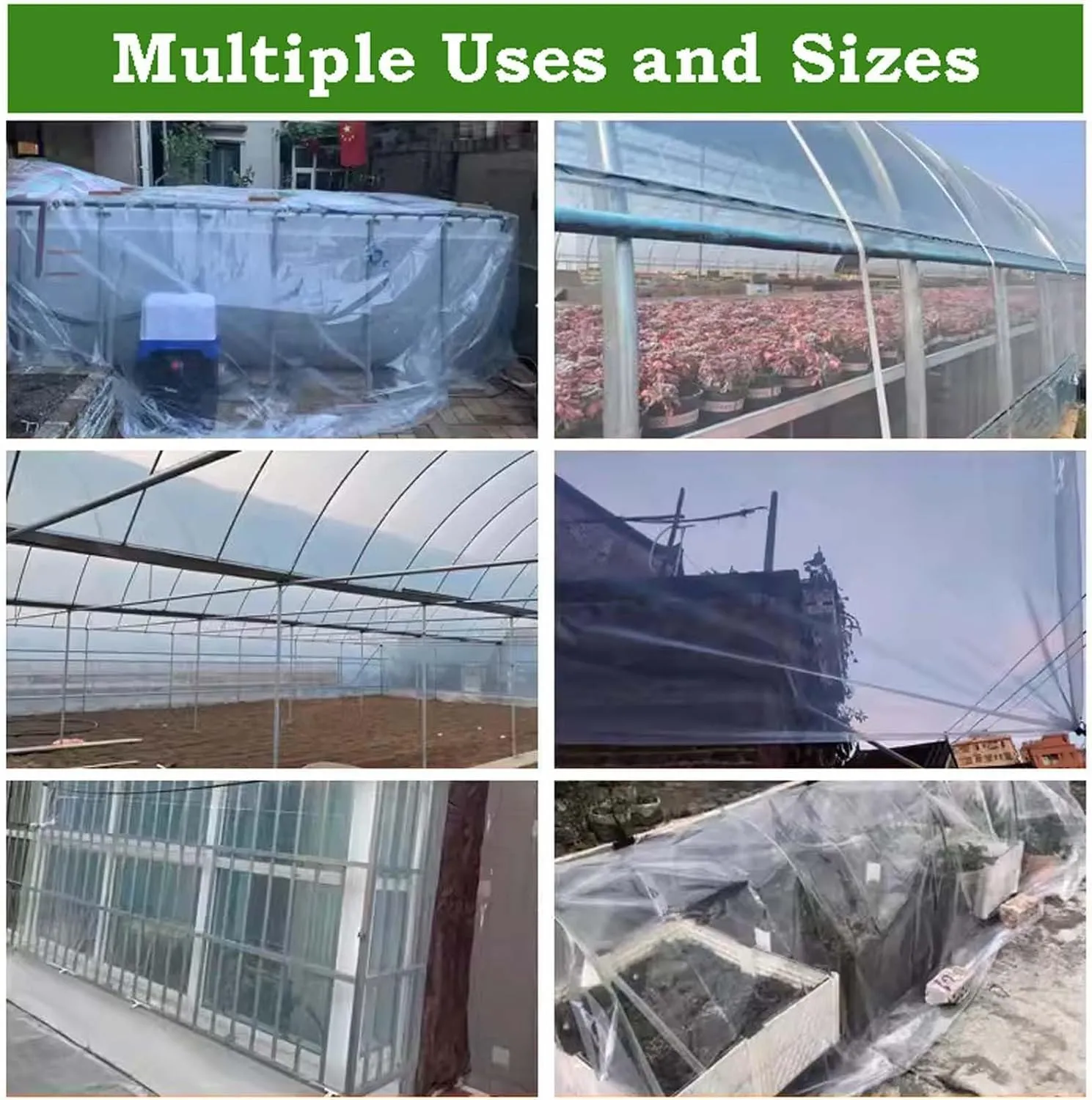 SRHIMEOS Clear Tarps Heavy Duty Waterproof 6.6x6.6ft, Transparent Tarpaulin with Grommets, PE Tarp Cover Tear Resistance, Windproof Plastic Tarp, for Covering Garden Plant Outdoor