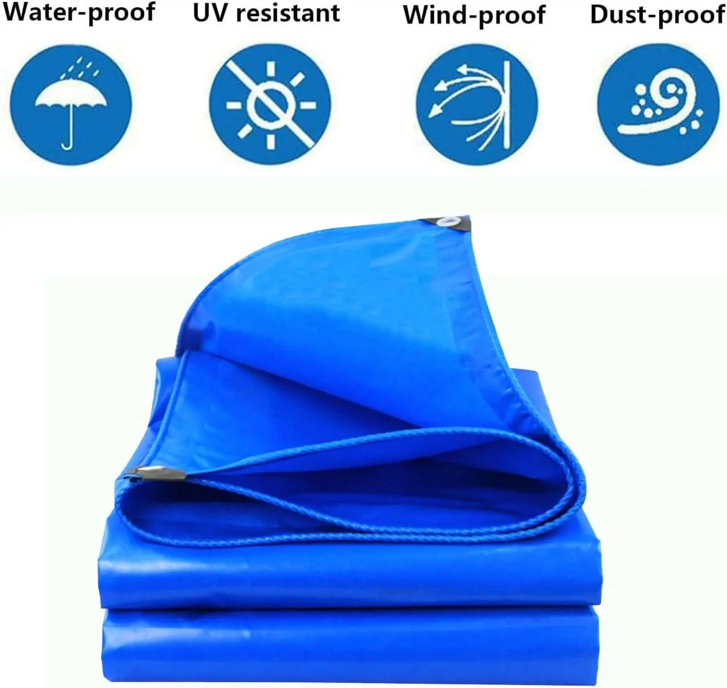 SRHIMEOS Tarp PVC Waterproof with Grommets 33x43ft, Tarpaulin Ripstop Waterproof Heavy Duty, Tarps Outdoor Windproof Thicken, Tarpaulins 500g/m², Thick 0.4mm, Snowproof, Dustproof