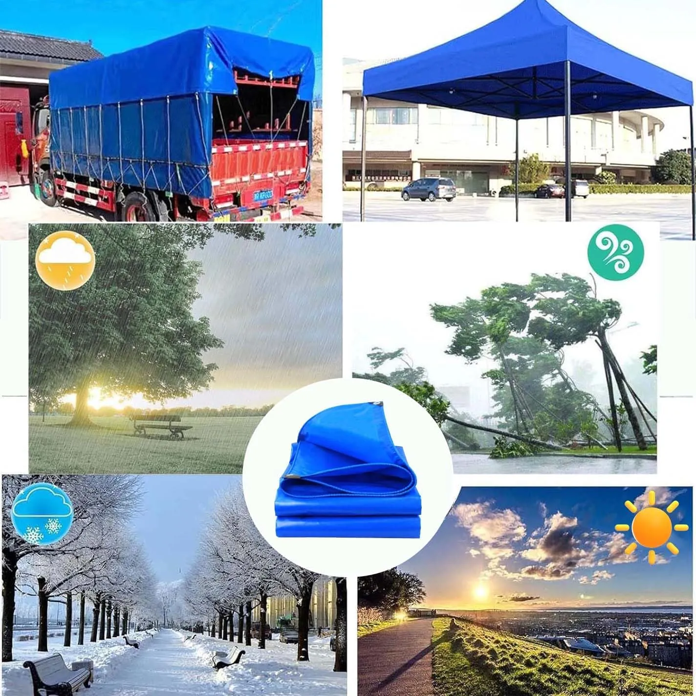 SRHIMEOS Tarp PVC Waterproof with Grommets 33x43ft, Tarpaulin Ripstop Waterproof Heavy Duty, Tarps Outdoor Windproof Thicken, Tarpaulins 500g/m², Thick 0.4mm, Snowproof, Dustproof