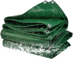 SRHIMEOS Tarp Waterproof Thick 49.2x65.6ft, Tarpaulins Waterproof with Eyelets, Tarps Heavy Duty, Tarpaulin Windproof Dustproof 420 g/m² 0.3m, One Hole per Meter, for Car Boat Camping