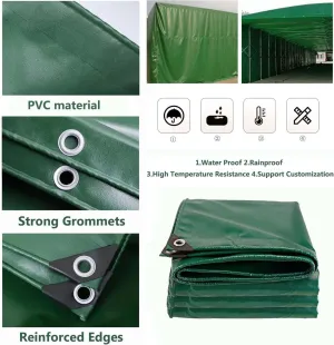 SRHIMEOS Thick Tarpaulin Waterproof 23x28ft, Outdoor Tarpaulins Waterproof with Eyelets, Heavy Duty Tarps, Windproof, Rainproof 500 g/m² 0.4 mm, One Hole per Meter, for Boat Patio Garden Plants
