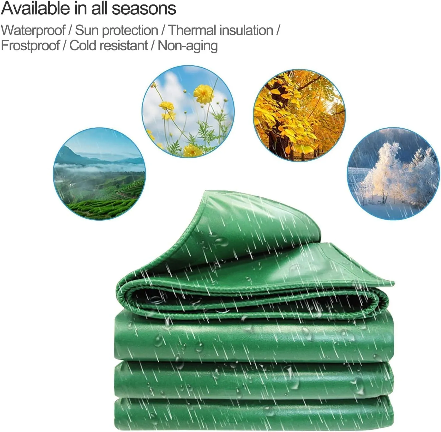 SRHIMEOS Thick Tarpaulin Waterproof 23x28ft, Outdoor Tarpaulins Waterproof with Eyelets, Heavy Duty Tarps, Windproof, Rainproof 500 g/m² 0.4 mm, One Hole per Meter, for Boat Patio Garden Plants