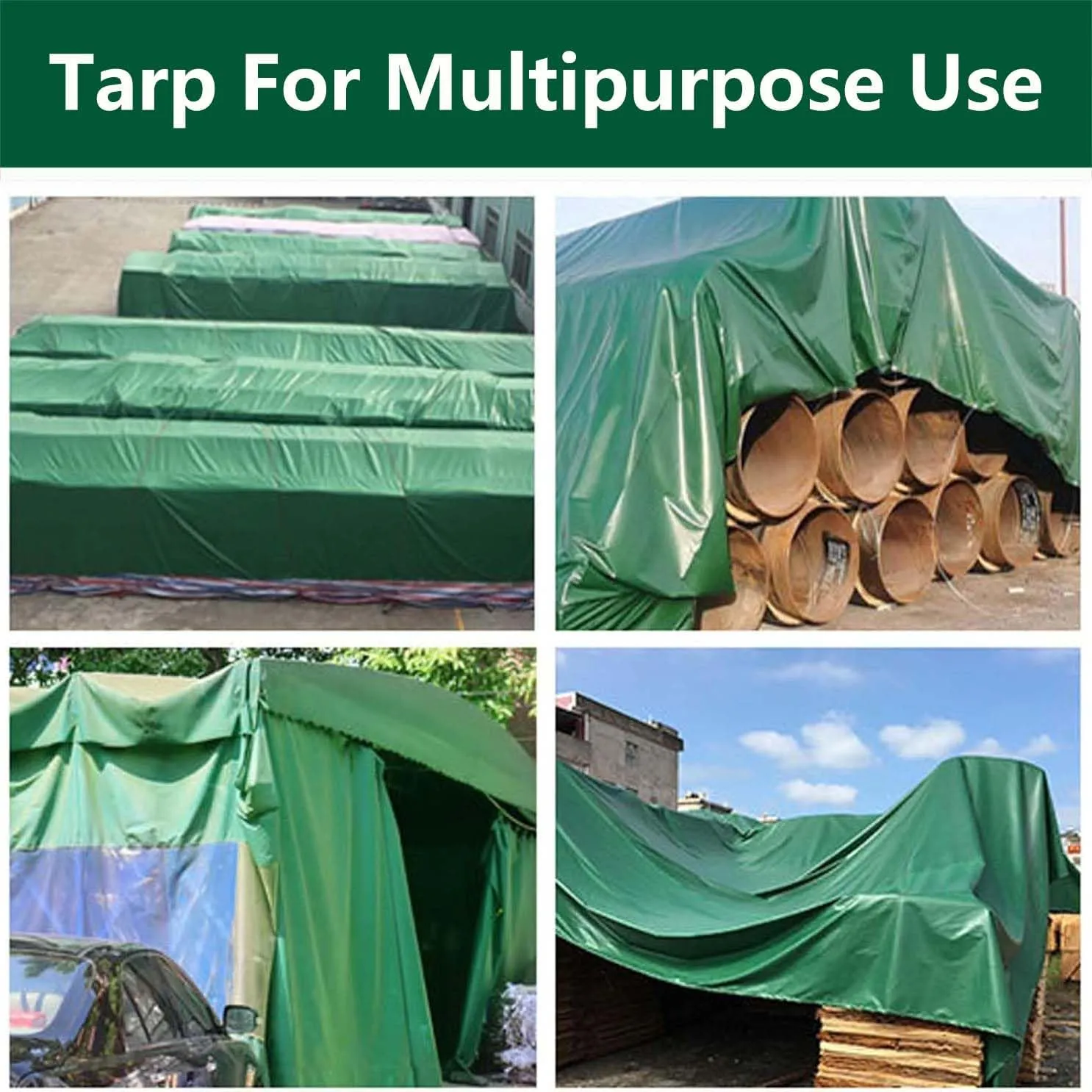 SRHIMEOS Thick Tarpaulin Waterproof 23x28ft, Outdoor Tarpaulins Waterproof with Eyelets, Heavy Duty Tarps, Windproof, Rainproof 500 g/m² 0.4 mm, One Hole per Meter, for Boat Patio Garden Plants