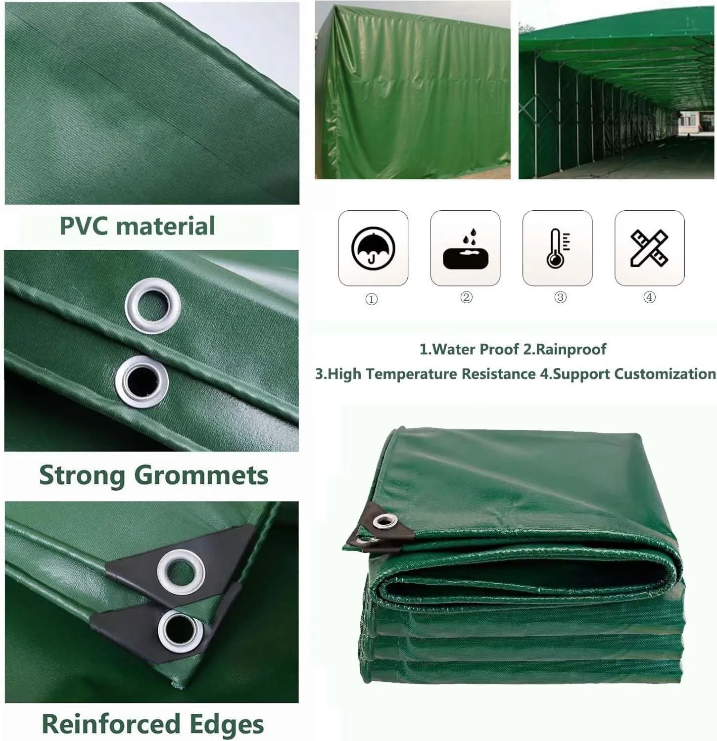 SRHIMEOS Thick Tarpaulin Waterproof 23x28ft, Outdoor Tarpaulins Waterproof with Eyelets, Heavy Duty Tarps, Windproof, Rainproof 500 g/m² 0.4 mm, One Hole per Meter, for Boat Patio Garden Plants