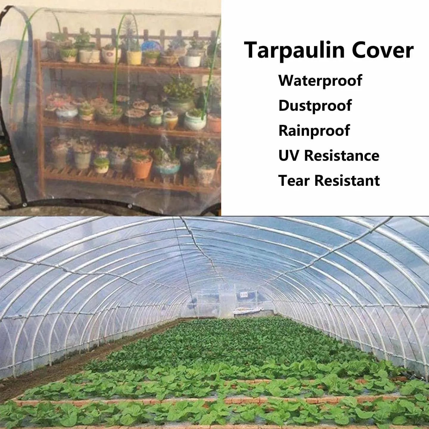 SRHIMEOS Waterproof Tarp Transparent 6.6x9.8ft, Clear Outdoor Tarpaulin with Grommets and Reinforced Edges, Tarps PVC Heavy Duty, Windproof, Rainproof for Car, Roof, Boat, Camp
