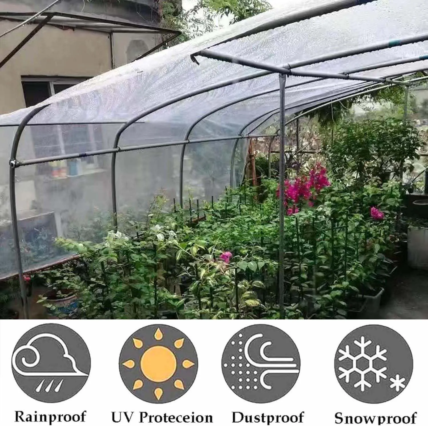SRHIMEOS Waterproof Tarp Transparent 6.6x9.8ft, Clear Outdoor Tarpaulin with Grommets and Reinforced Edges, Tarps PVC Heavy Duty, Windproof, Rainproof for Car, Roof, Boat, Camp