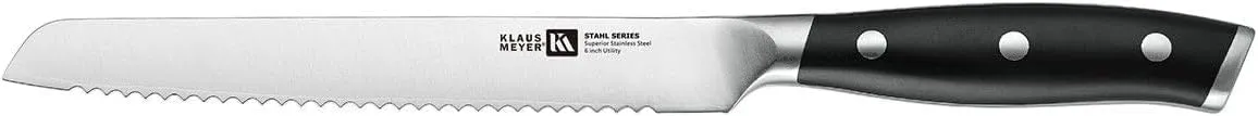 Stahl High Carbon Exclusive German Steel 6 inch Utility Serrated Knife (Black)