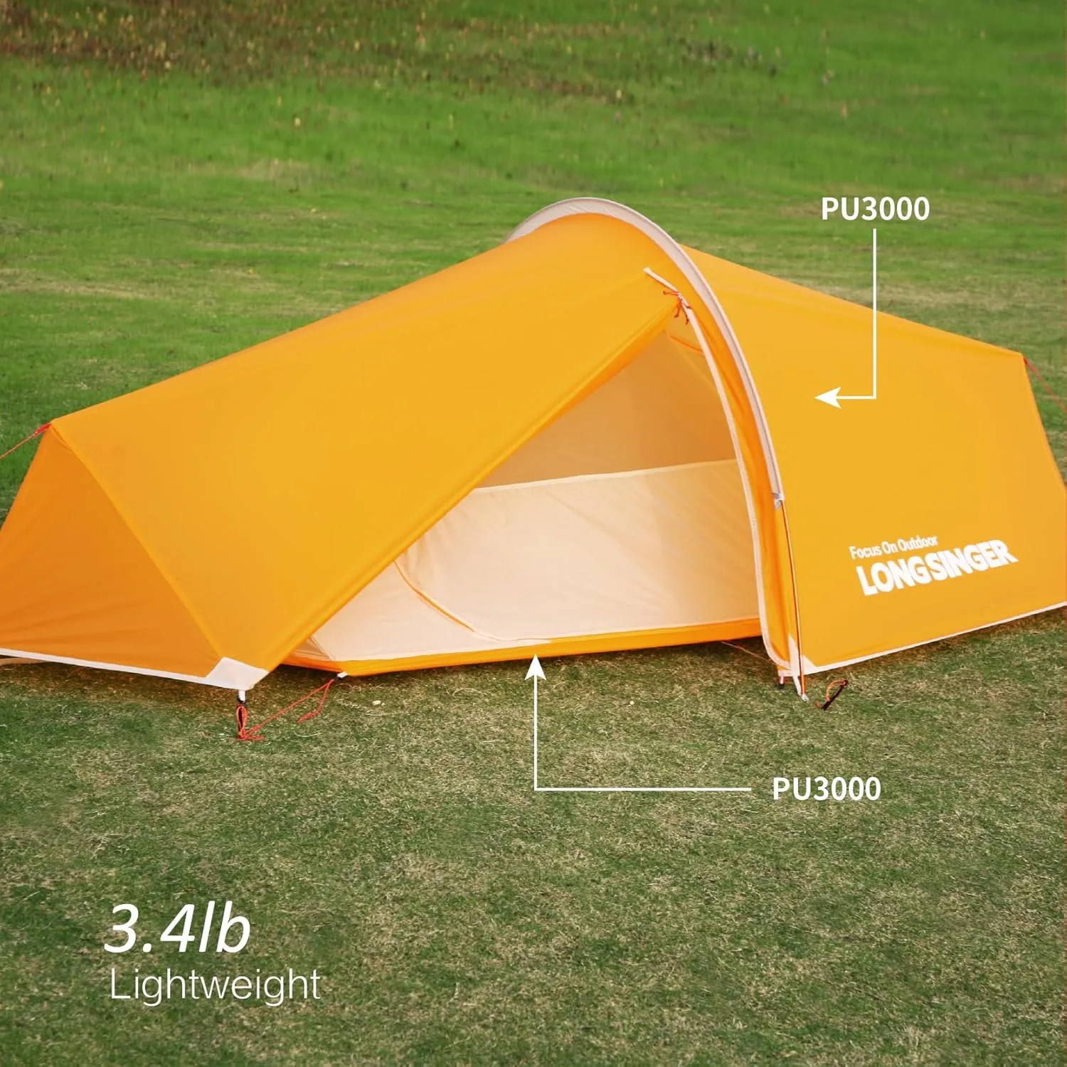 Stalker Ultralight Tent 3/4 Season Portable Backpacking Tent for 1-Person 20D Silicon Coated Waterproof Poleless Double Layer Tent for Camping, Climbing, Hiking