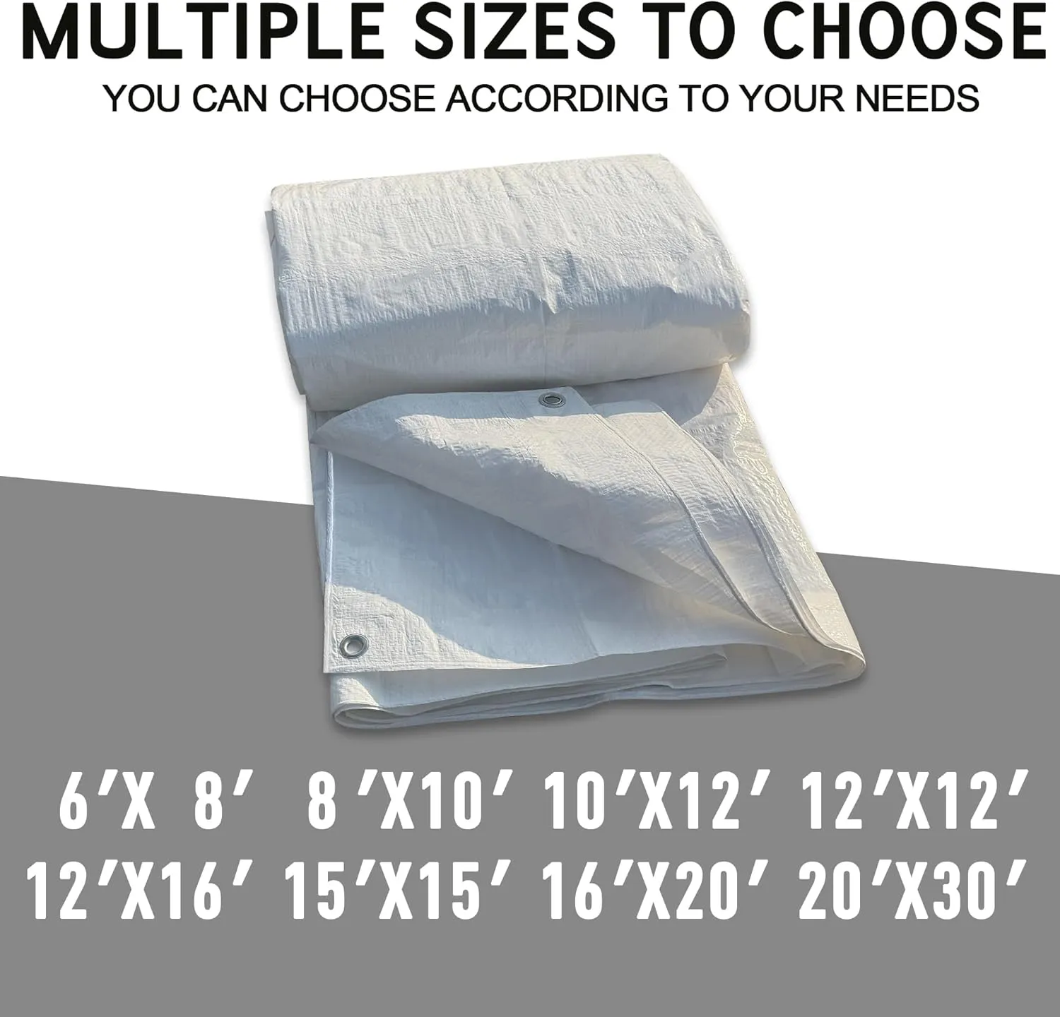 STARPYNG-5 Mil White 20x30 Feet Tarp-LightDuty Waterproof Tarpaulin-Waterproof, UV Resistant, Rip and Tear Resistant, Poly Tarpaulin with Reinforced Edges for Cover