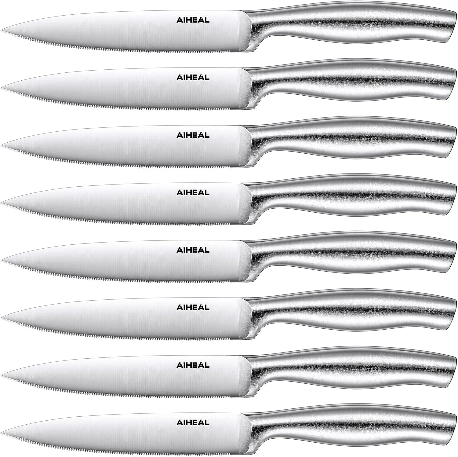 Steak Knives, Stainless Steel Steak Knives Set of 8, Never Needs Sharpening Dinner Steak Knife Set, 4.5 Inch Sharp Micro Serrated