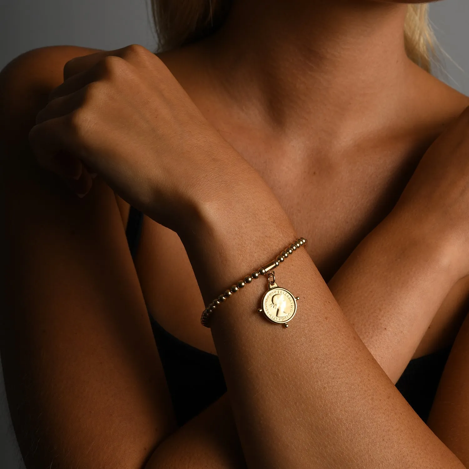 Stretchy threepence bracelet