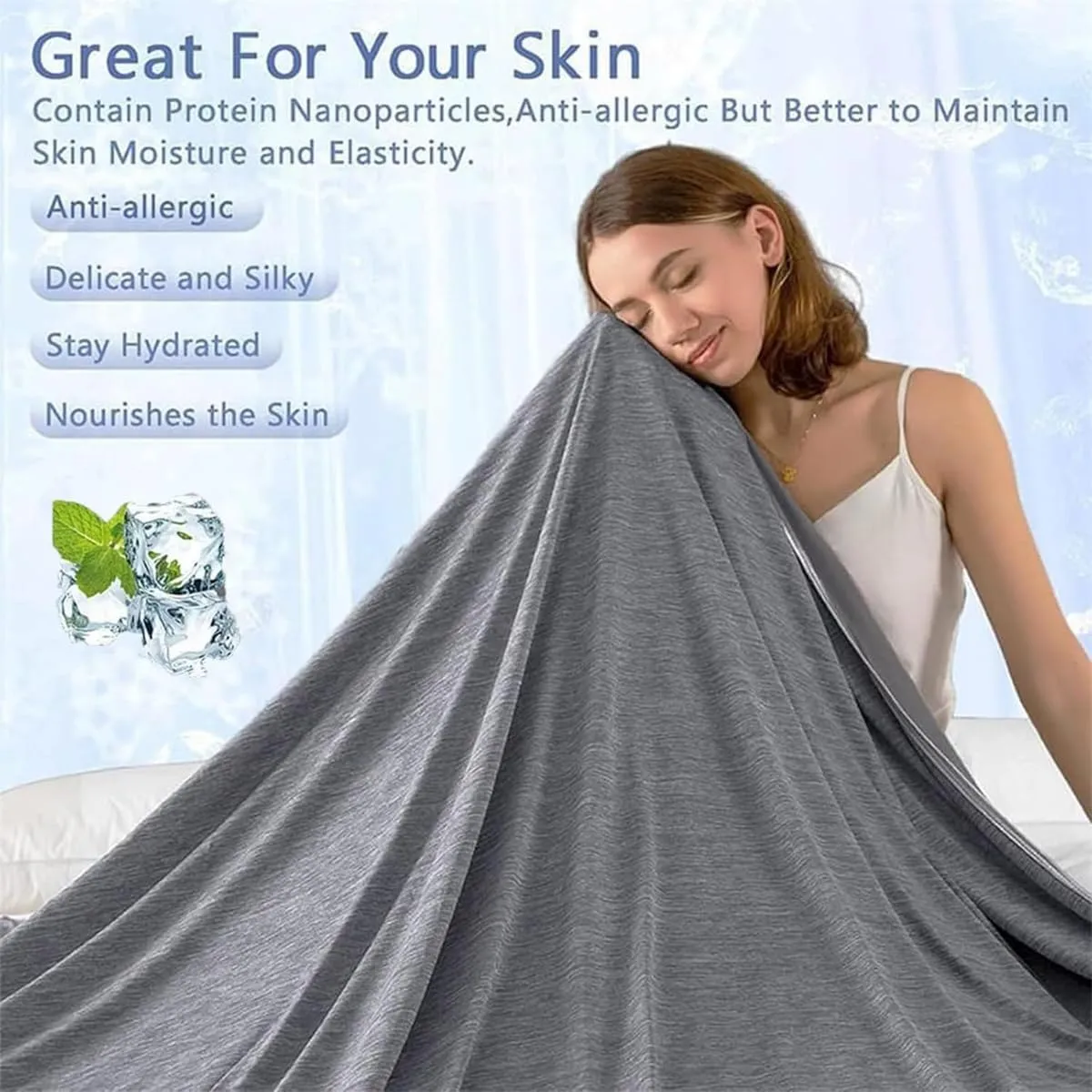 Summer Ultimate Cooling Blanket,Lightweight Breathable Cold Blankets,Double-Sided Soft Air Conditioning Throws Blanket,Calming Ice Cooling Blanket for Night Sweats Hot Sleeper