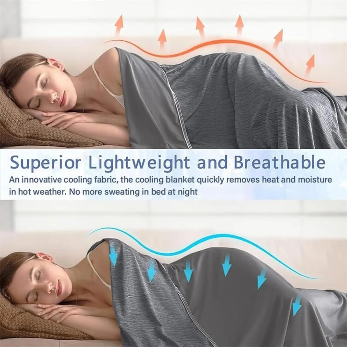 Summer Ultimate Cooling Blanket,Lightweight Breathable Cold Blankets,Double-Sided Soft Air Conditioning Throws Blanket,Calming Ice Cooling Blanket for Night Sweats Hot Sleeper