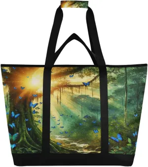 Sun Set Rainforest Reusable Insulated Lunchbox Cooler Bag, Leakproof Kitchen Grocery Bag Collapsible Portable Cooler Tote Bag for Picnic, Camping, Office, Travel