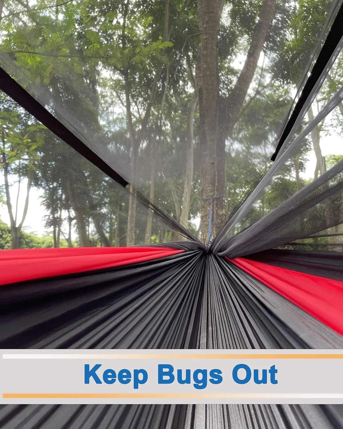 Sunyear Camping Hammock, Portable Single & Double Hammock with Net, 2 Person Hammock Tent with 2 * 10ft Straps, Best for Outdoor Hiking Survival Travel