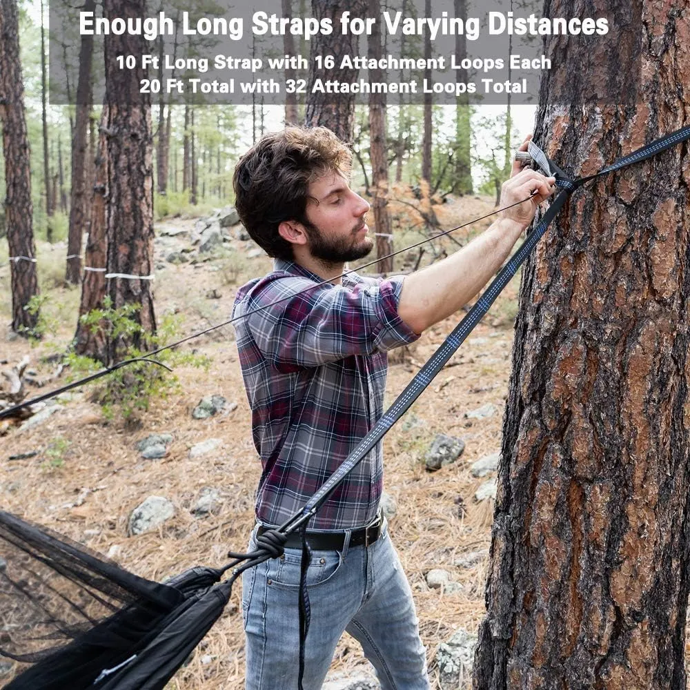 Sunyear Hammock Camping with Rain Fly Tarp and Net, Portable Camping Hammock Double Tree Hammock Outdoor Indoor Backpacking Travel & Survival, 2 Tree Straps,100% Waterproof