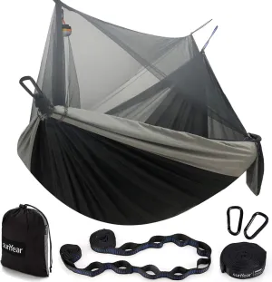Sunyear Hammock Camping with Rain Fly Tarp and Net, Portable Camping Hammock Double Tree Hammock Outdoor Indoor Backpacking Travel & Survival, 2 Tree Straps,100% Waterproof