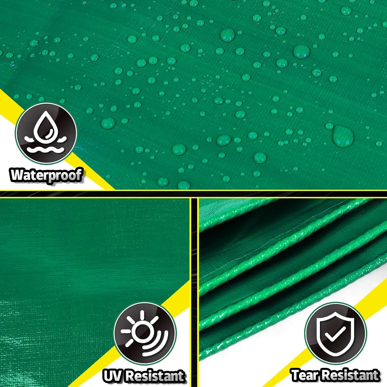 Super Heavy Duty Tarp 12 X 16 Ft, 16 Mil Large Waterproof Tarps, High Durability, UV Resistant, Tear Resistant with Grommets Every 20 Inches for Outdoor (Green)