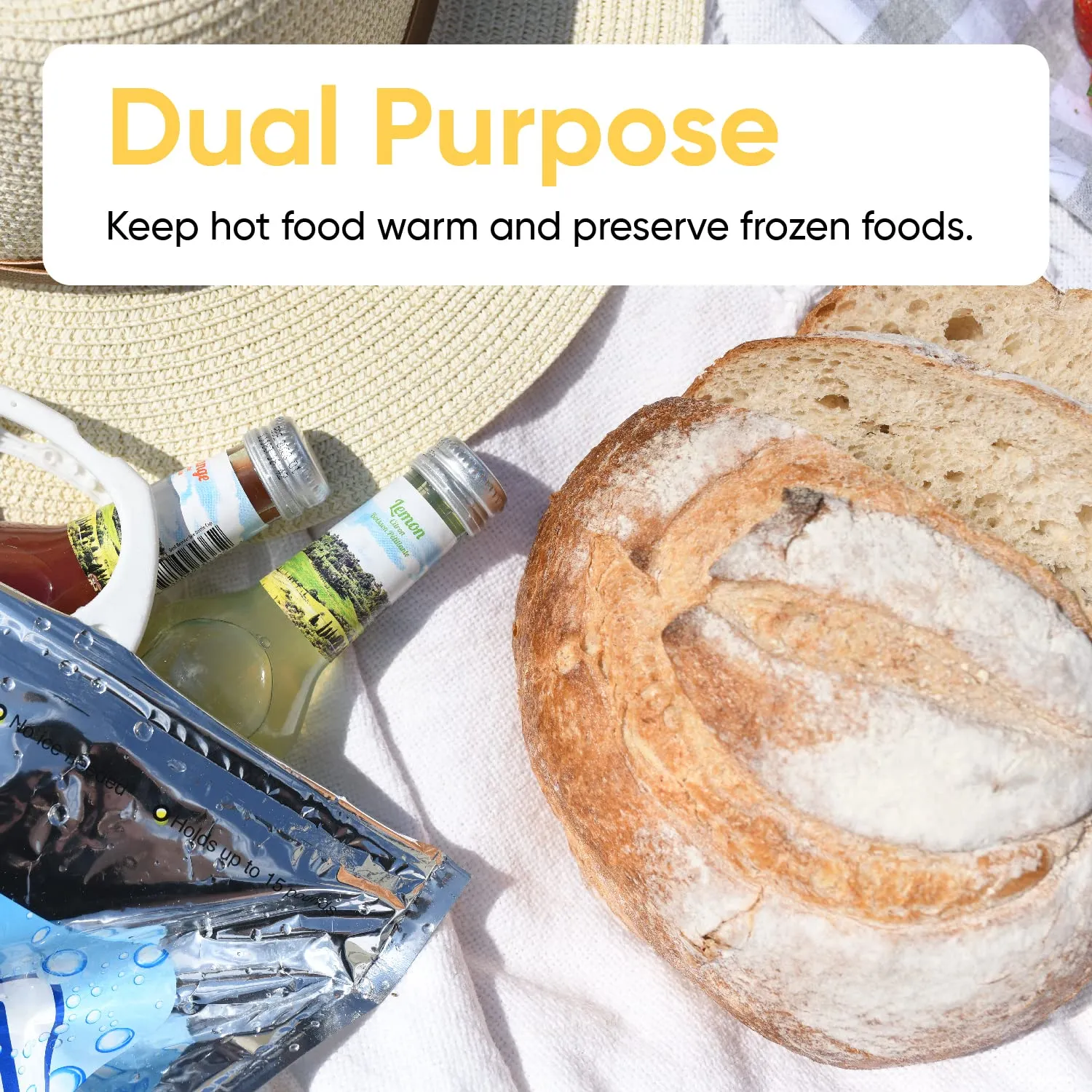 Superio Reusable Insulated Bags for Food Delivery, Grocery Shopping, Lunch, Picnics & More - Hot & Cold Food Storage - 4 Pack (13.5"x17.5")