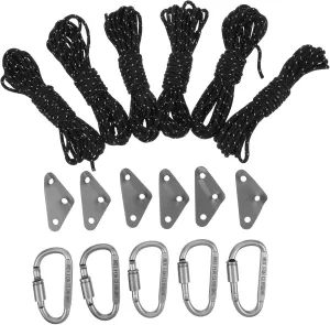 SUPVOX 6 Sets Reflective Camping Tent Ropes Thick Windproof Outdoor Tent Rope with Carabiner Tensioner for Tarp Canopy Hiking Supply