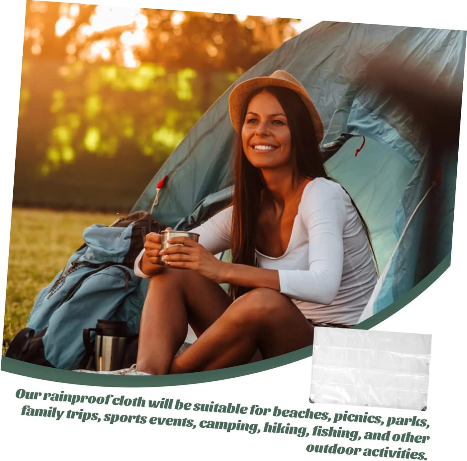 SUPVOX Camping Tarp Portable Outdoor Tent Ground Cover Tear Resistant Material Windproof Odorless for Camping Outdoor Activities