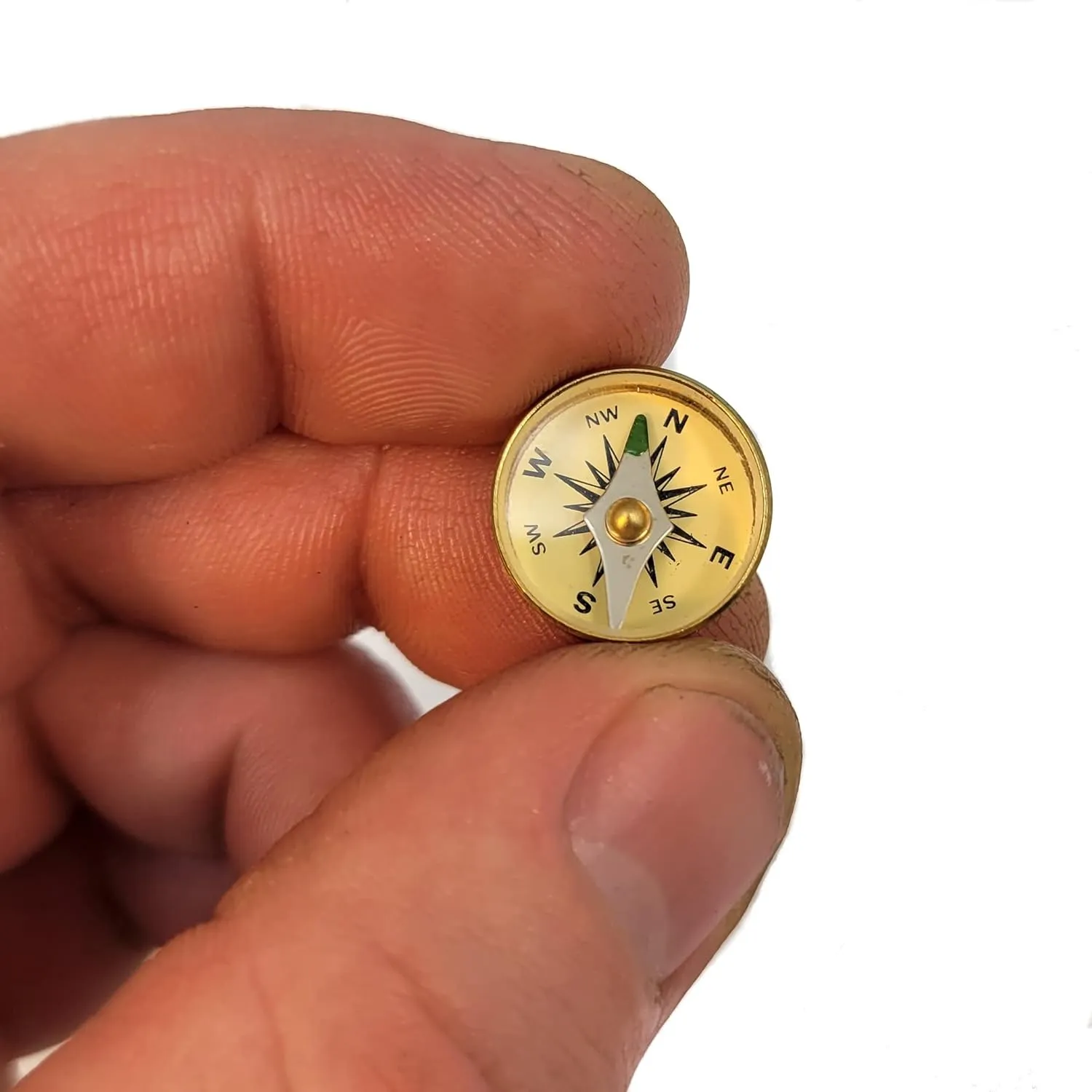 Survival Button Compass | Small, Inexpensive, Air-damped Brass Compasses | Great for Survival Kits, School Teaching Projects, Jewelry Making, Camping, and Hiking