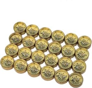 Survival Button Compass | Small, Inexpensive, Air-damped Brass Compasses | Great for Survival Kits, School Teaching Projects, Jewelry Making, Camping, and Hiking
