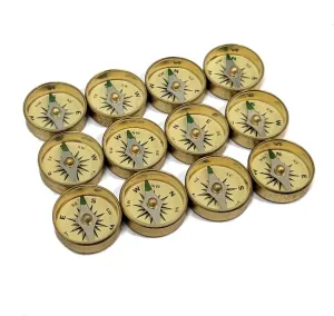 Survival Button Compass | Small, Inexpensive, Air-damped Brass Compasses | Great for Survival Kits, School Teaching Projects, Jewelry Making, Camping, and Hiking