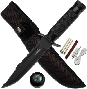Survivor HK-695 Series Fixed Blade Knife,Reverse Serrated Blade,Metal Handle, 9-1/2-Inch Overall