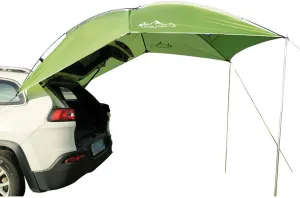 SUV car Camping Tent, Tailgate Tent Windproof 9.18x6.23ft Instant Shelter with Fiberglass Poles, 190T PU3000 Rainfly for Camping/Fishing, Fits Trucks & SUVs (Green, 4 Person, Quick Setup)