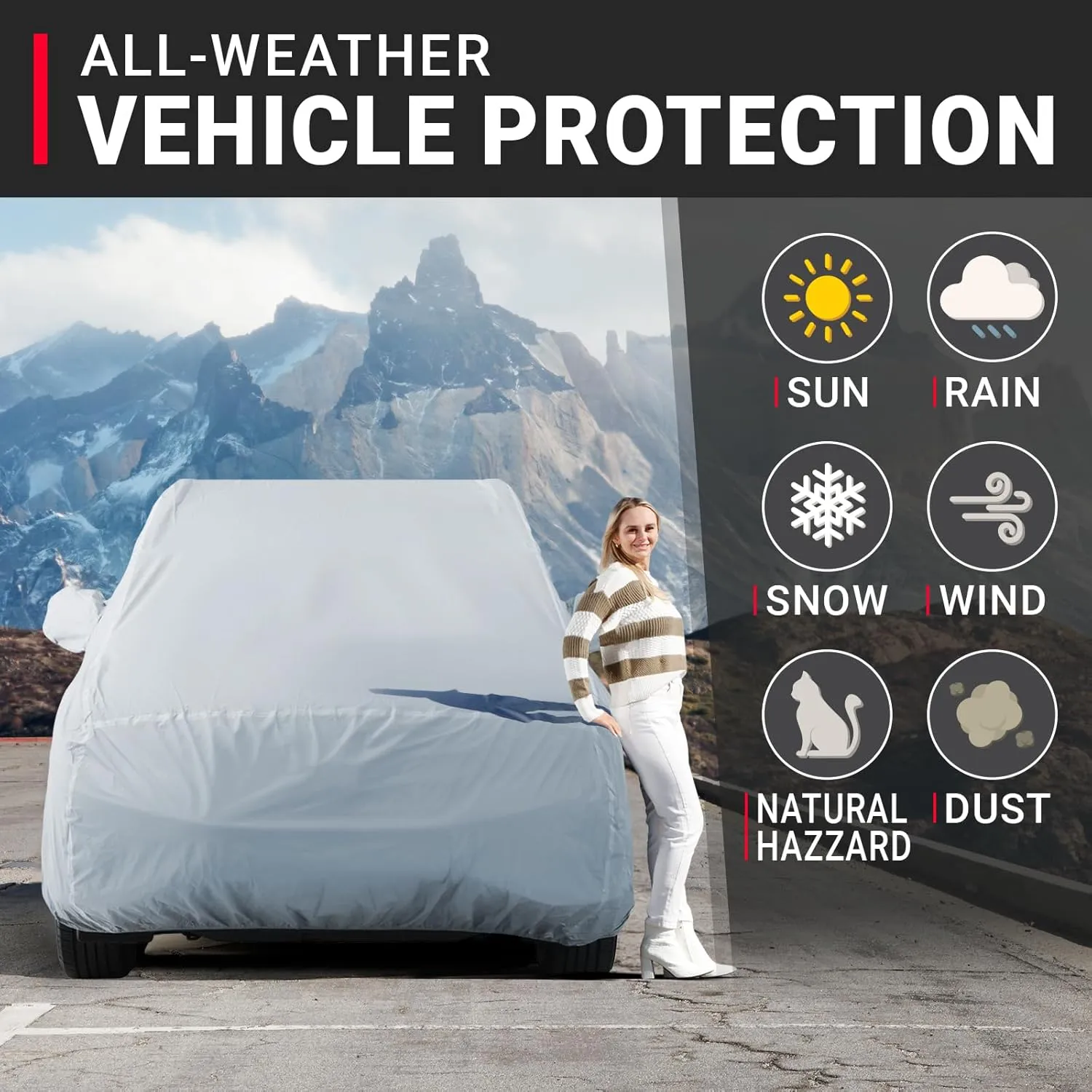SUV Custom-Fit Car Cover for Chevy Suburban | Waterproof All Weather SUV Cover for UV, Rain, Snow, and Ice. Premium Quality, Suitable for Both Indoor and Outdoor Use. (Year Fits 1973-2024)