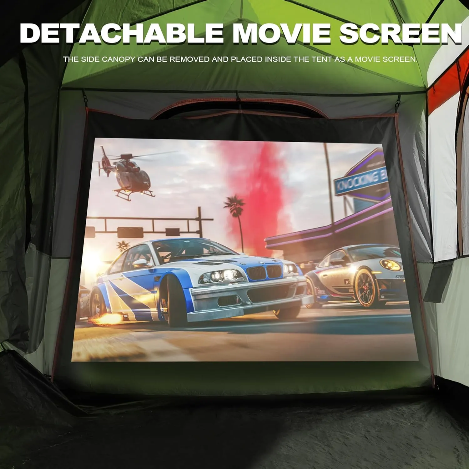 SUV Tent for Camping, Waterproof PU3000mm Spacious Double Layer Design for 5-8 Person, Includes Rainfly and Storage Bag, 8FT L x 8FT W x 7.2FT H (Deep Green)