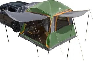 SUV Tent for Camping, Waterproof PU3000mm Spacious Double Layer Design for 5-8 Person, Includes Rainfly and Storage Bag, 8FT L x 8FT W x 7.2FT H (Deep Green)