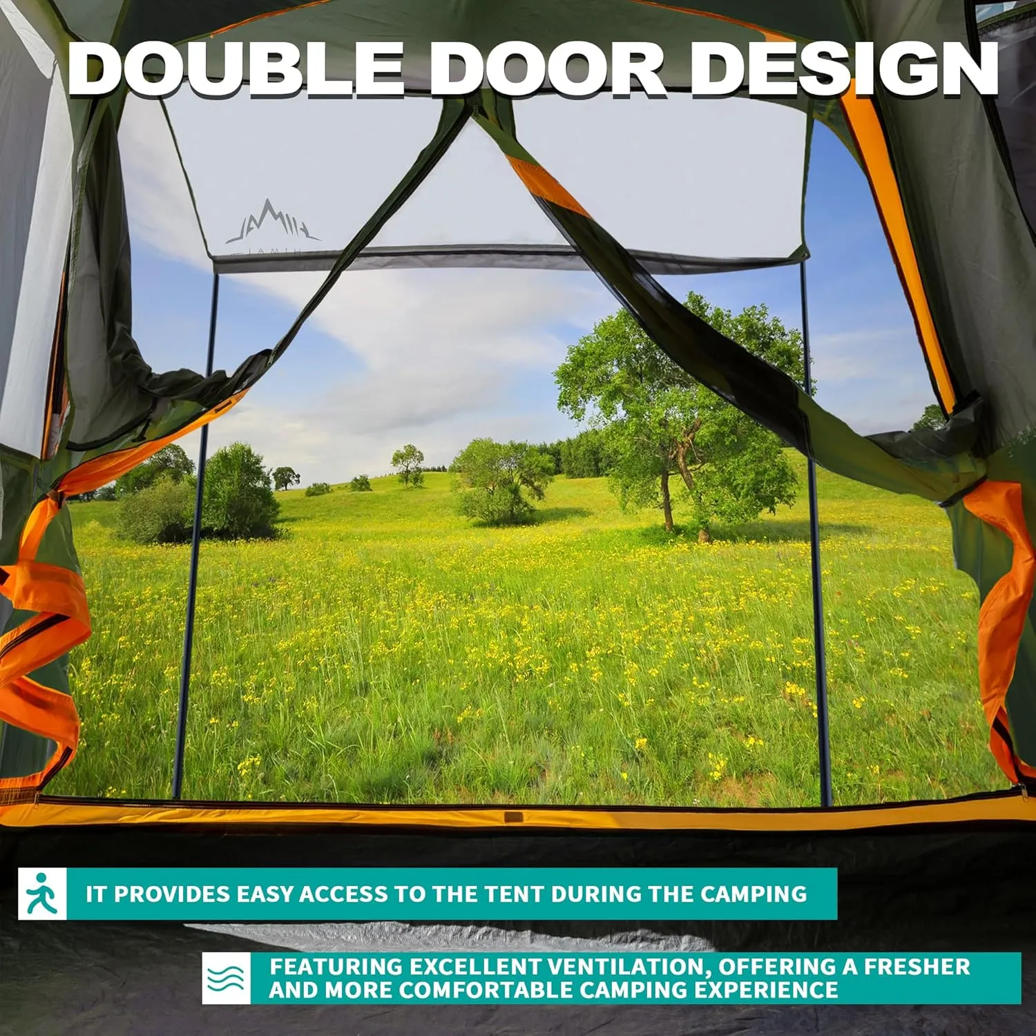 SUV Tent for Camping, Waterproof PU3000mm Spacious Double Layer Design for 5-8 Person, Includes Rainfly and Storage Bag, 8FT L x 8FT W x 7.2FT H (Deep Green)