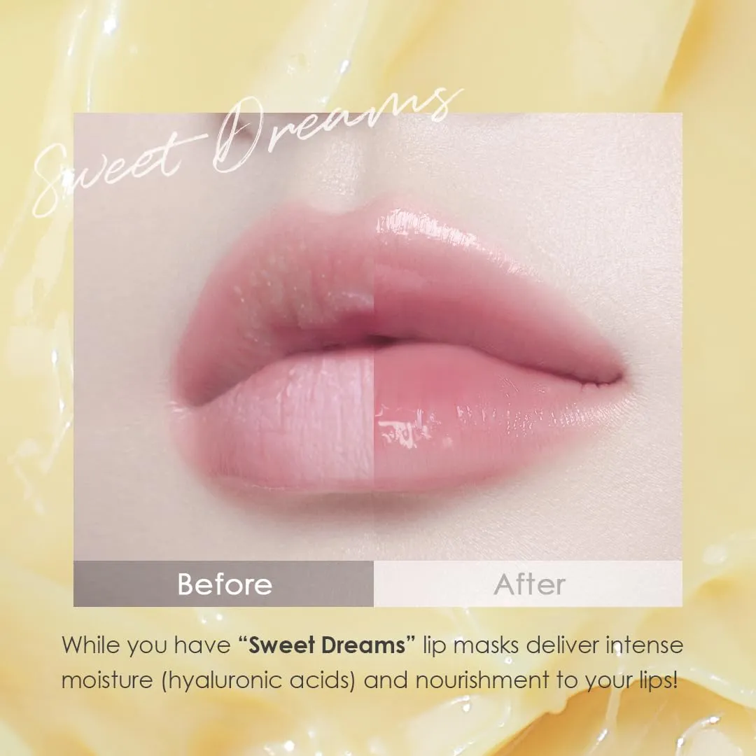 Sweet Dreams Overnight Lip Mask- Nourishing, Plumping and Hydrating Lip Balm | glowiest Sweet Dreams Lip Sleeping Mask | Hyaluronic Acids Vitamin C Shea Butter Antioxidants l Vanilla
