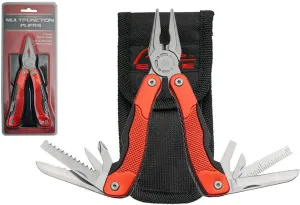 Szco Supplies 6” Red 14-Function Spring Action Plier Stainless Steel Multi Tool with Nylon Sheath