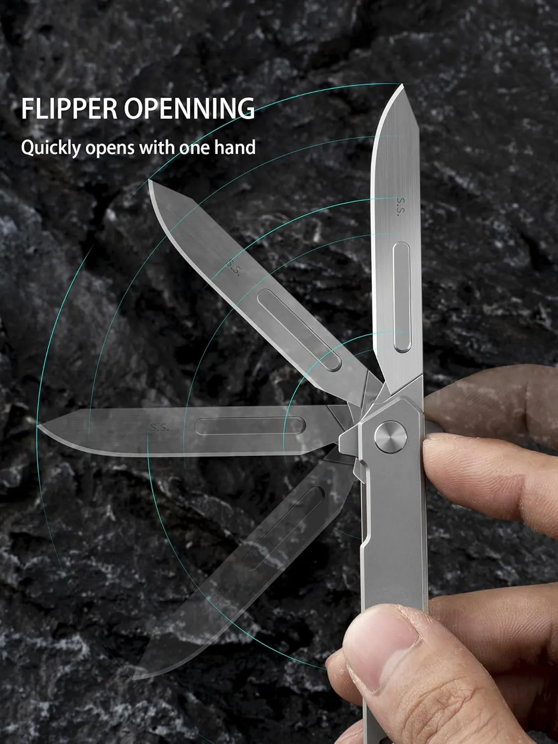 T029 Folding Scalpel Knife, Slim Titanium alloy handle, 60 Stainless Steel Blade Pocket Knife 1.23oz