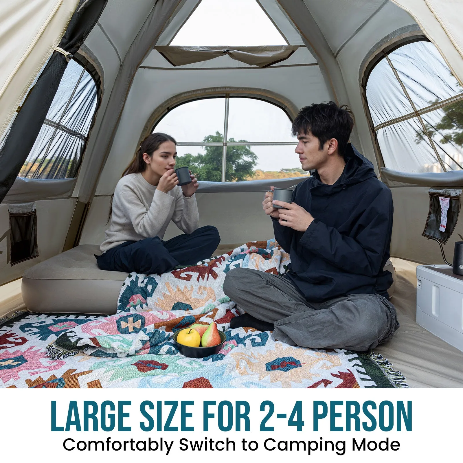 TAILI Inflatable Blow Up Tent for Camping with Hand Pump for 2/4/6/8 Person, Easy Setup Outdoor Inflatable Oxford Waterproof Air Tent House for Family Camping Adult