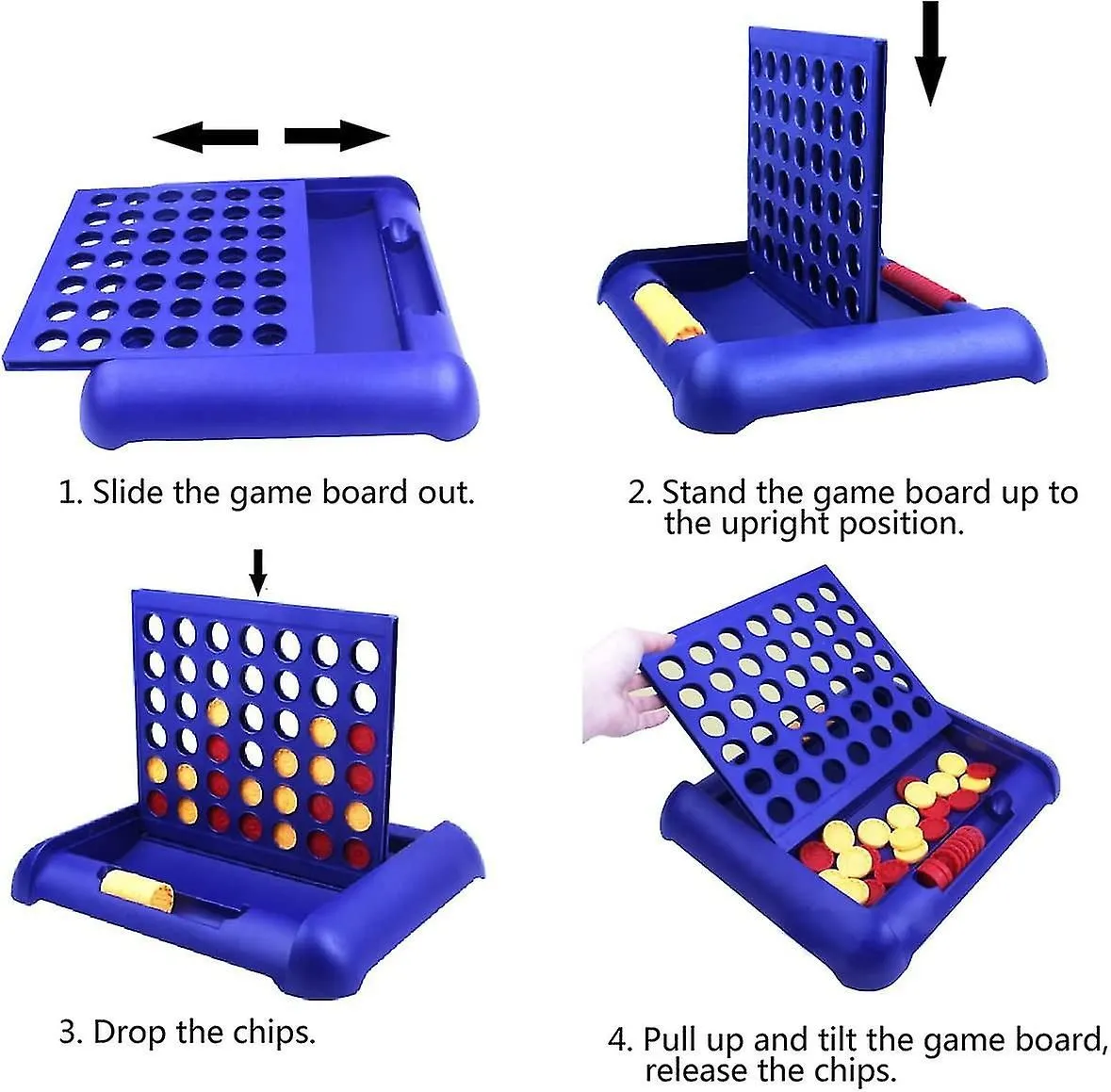 Tanch 4-in-a-row Board Games Foldable Line Up 4 Toys Compatible With Kids Blue