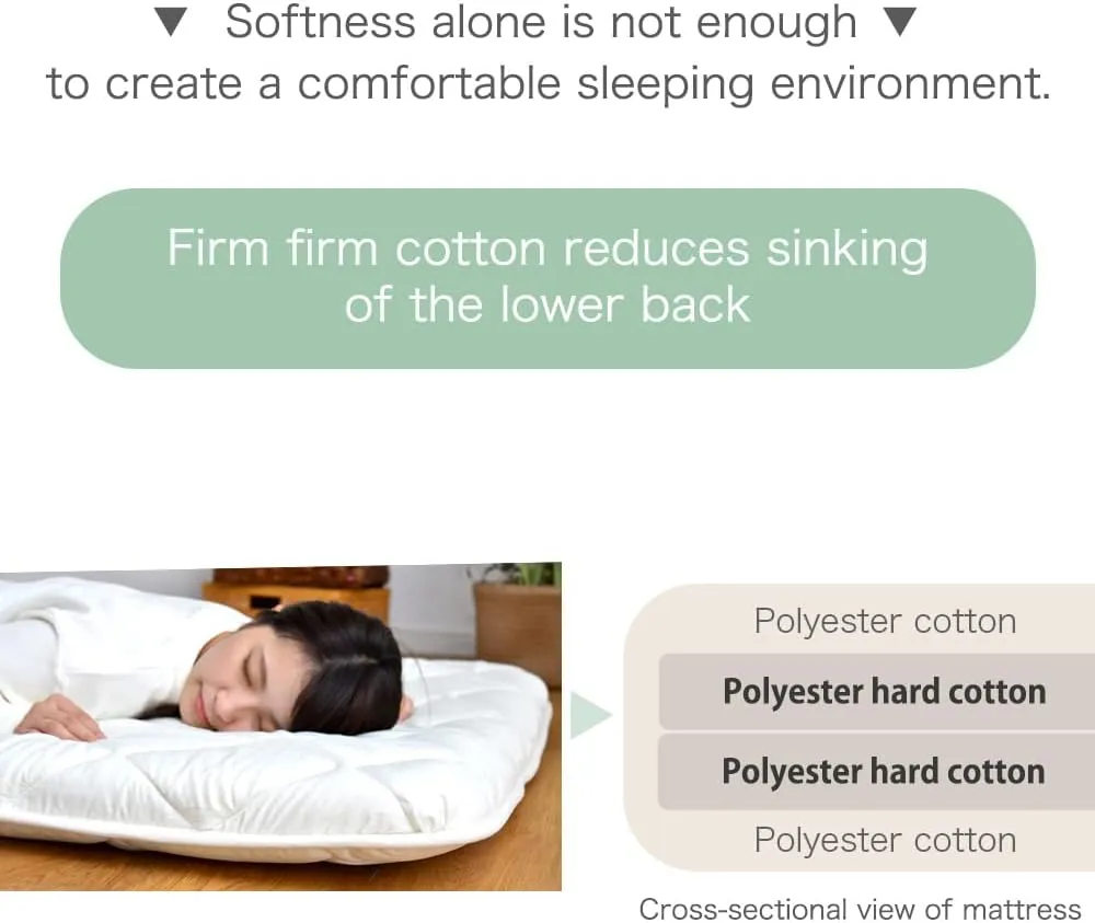 TANSU NO GEN Japanese Futon Mattress, Made in Japan, Queen, Extra Thickness 4", Filled with Hard Cotton, Sleeping Tatami Mattress for Floor, 22200048(92513)