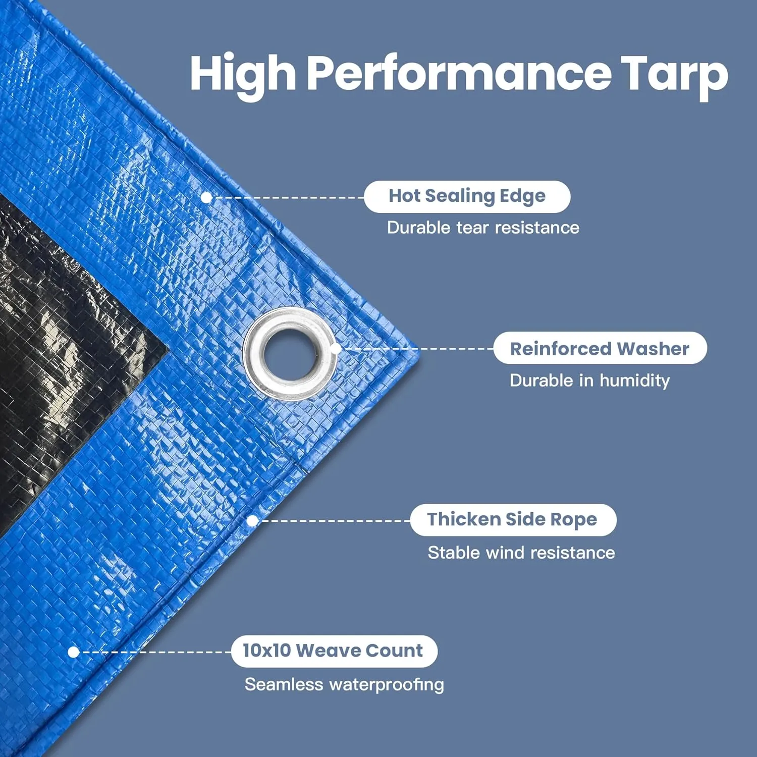 Tarp 12x16 Waterproof 7mil Blue/Black Multipurpose Tarps Uv Resistant Outdoor Tarp for Camping, Rooftops, Yards, Pools, Vehicles, Boats by-MVPNET