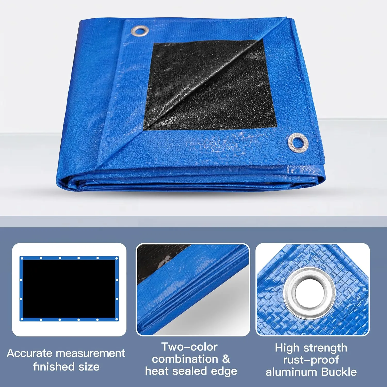 Tarp 12x16 Waterproof 7mil Blue/Black Multipurpose Tarps Uv Resistant Outdoor Tarp for Camping, Rooftops, Yards, Pools, Vehicles, Boats by-MVPNET