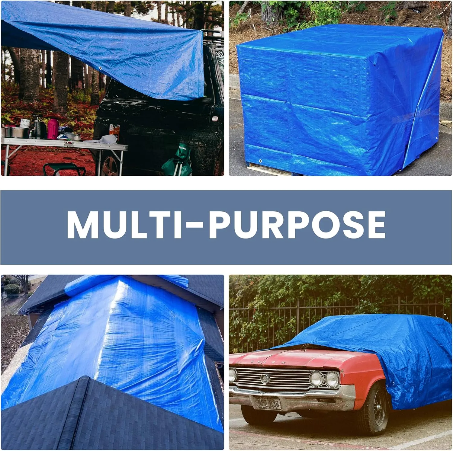 Tarp 12x16 Waterproof 7mil Blue/Black Multipurpose Tarps Uv Resistant Outdoor Tarp for Camping, Rooftops, Yards, Pools, Vehicles, Boats by-MVPNET