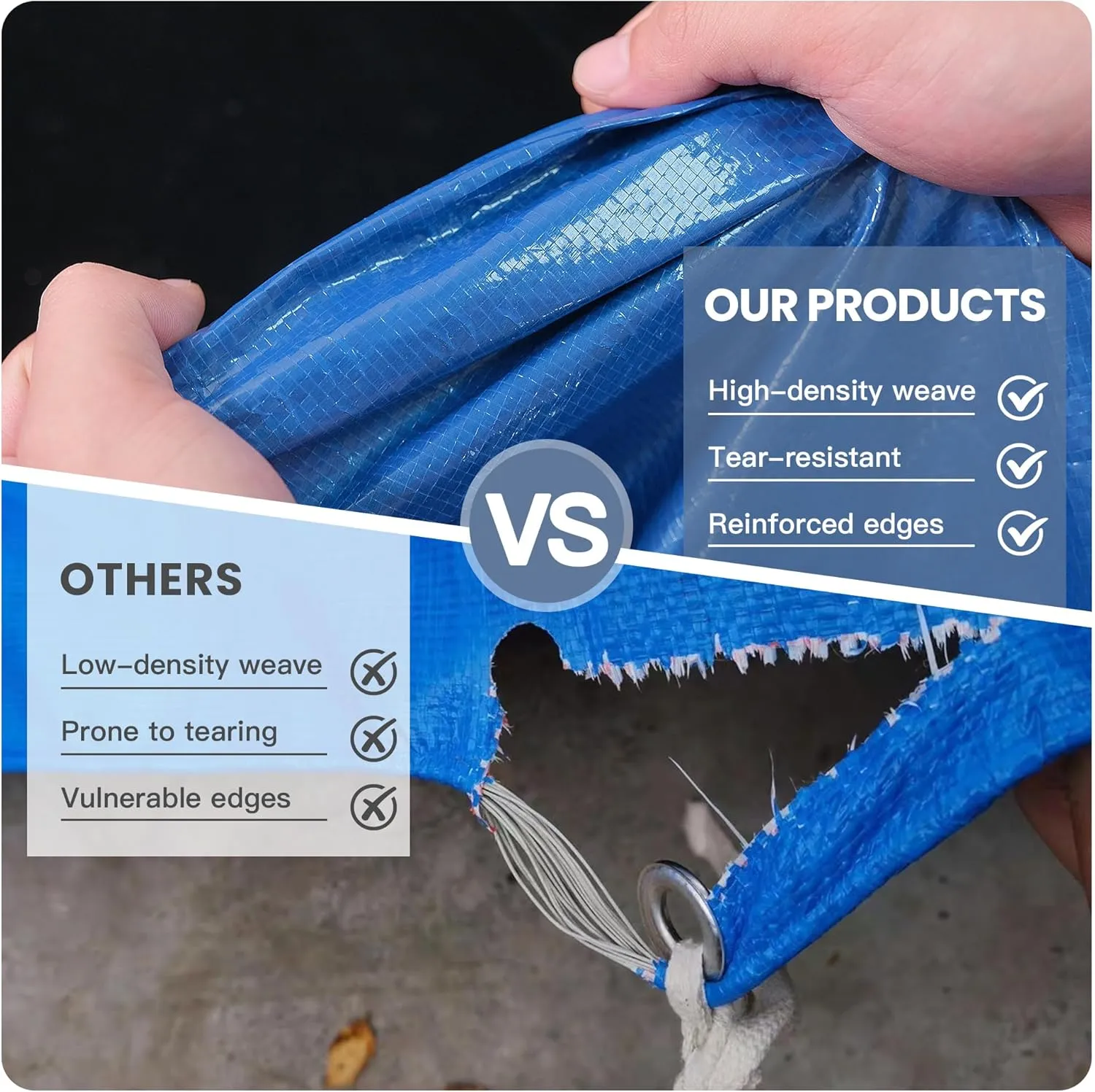 Tarp 12x16 Waterproof 7mil Blue/Black Multipurpose Tarps Uv Resistant Outdoor Tarp for Camping, Rooftops, Yards, Pools, Vehicles, Boats by-MVPNET