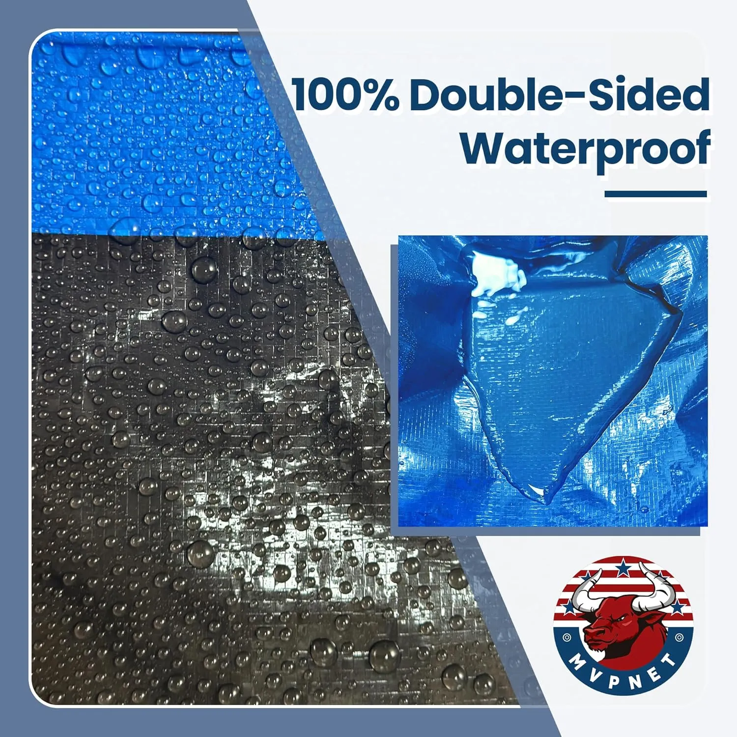 Tarp 12x16 Waterproof 7mil Blue/Black Multipurpose Tarps Uv Resistant Outdoor Tarp for Camping, Rooftops, Yards, Pools, Vehicles, Boats by-MVPNET